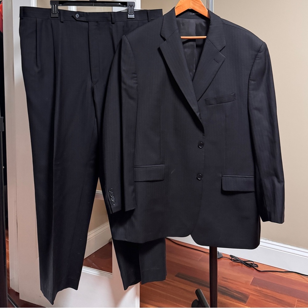 Alfani Classic Black and Gray Striped Suit Set